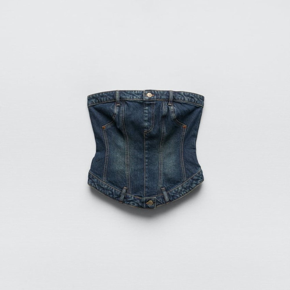 NWT ZARA CORSET STYLE DENIM TOP